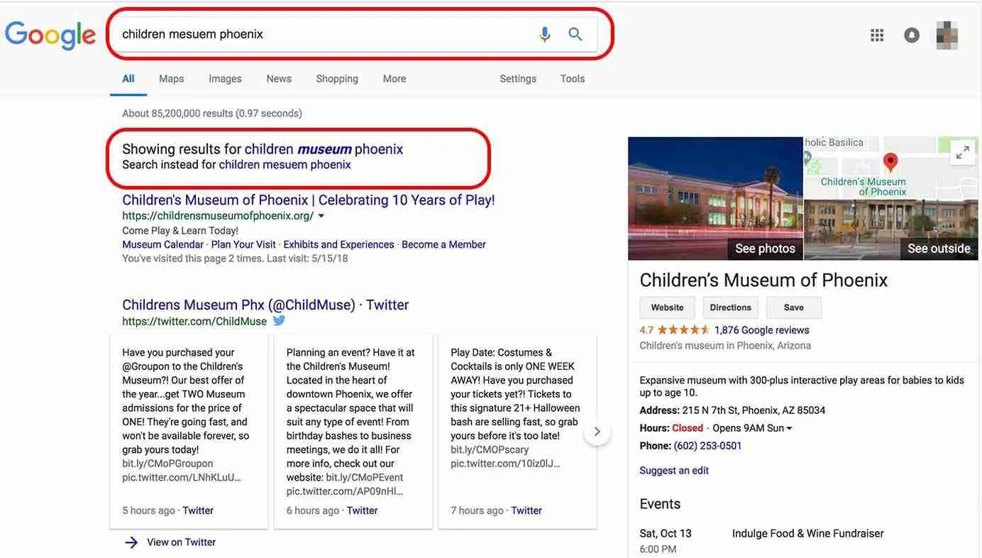 Búsqueda en google con autocorrector